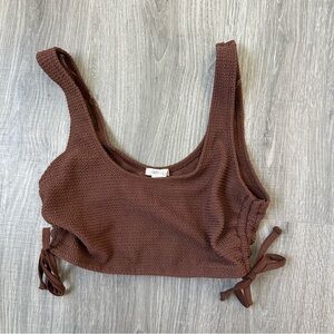 L - Bozzolo - Textured Bikini Top - Brown‎ - Adjustable Cinch